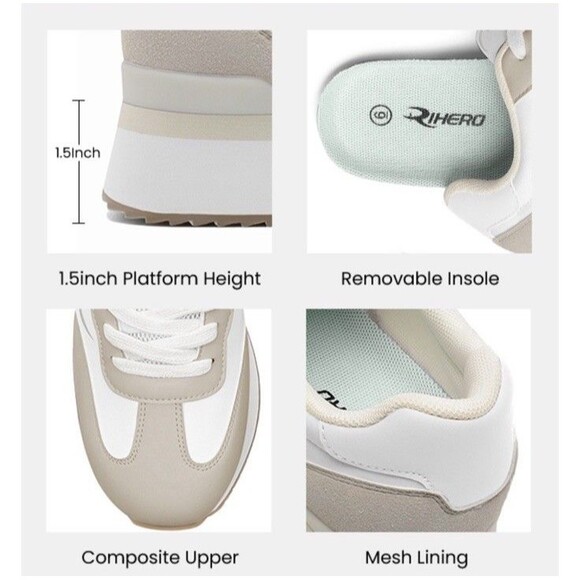 NWT Women's Platform Athletic Sneakers Non Slip Walking Shoes Comfort Size 9 - Picture 3 of 16